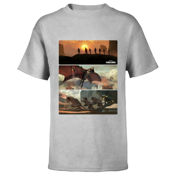 Star Wars The Mandalorian Season 3 Raptor Rescue Concept Art - Short Sleeve T-Shirt for Kids - Customized-Athletic Heather