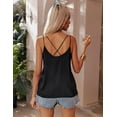 thumbnail image 3 of Oudiya Womens Silk Satin Camisole Tank Tops V Neck Spaghetti Strap Blouses Cross Back Sleeveless Cami Shirt, 3 of 7