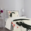 thumbnail image 3 of Ambesonne Black White Quilted Bedspread Set 2 Pcs, Couple Love Romance, Twin Size, Black White Red, 3 of 5