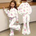 thumbnail image 1 of Grblisyd Girls 2 Piece Fall Outfits Cute Cartoon Print Crew Neck Long Sleeve Shirts & Flared Pants Clothing Set Size 10-12, 1 of 3