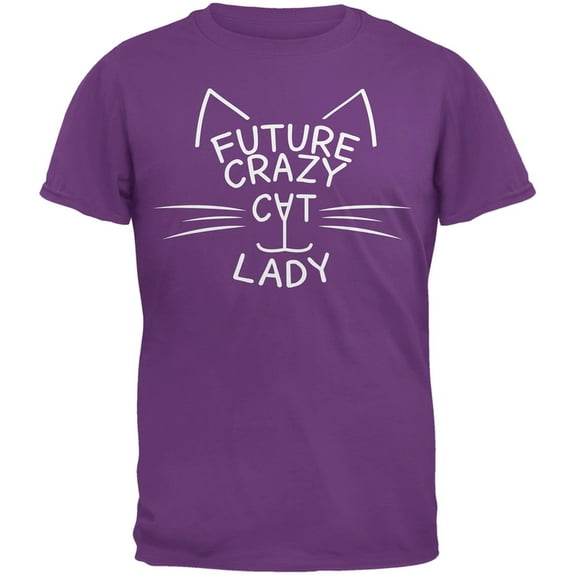 Future Crazy Cat Lady Youth Purple T-Shirt - Large(14/16)