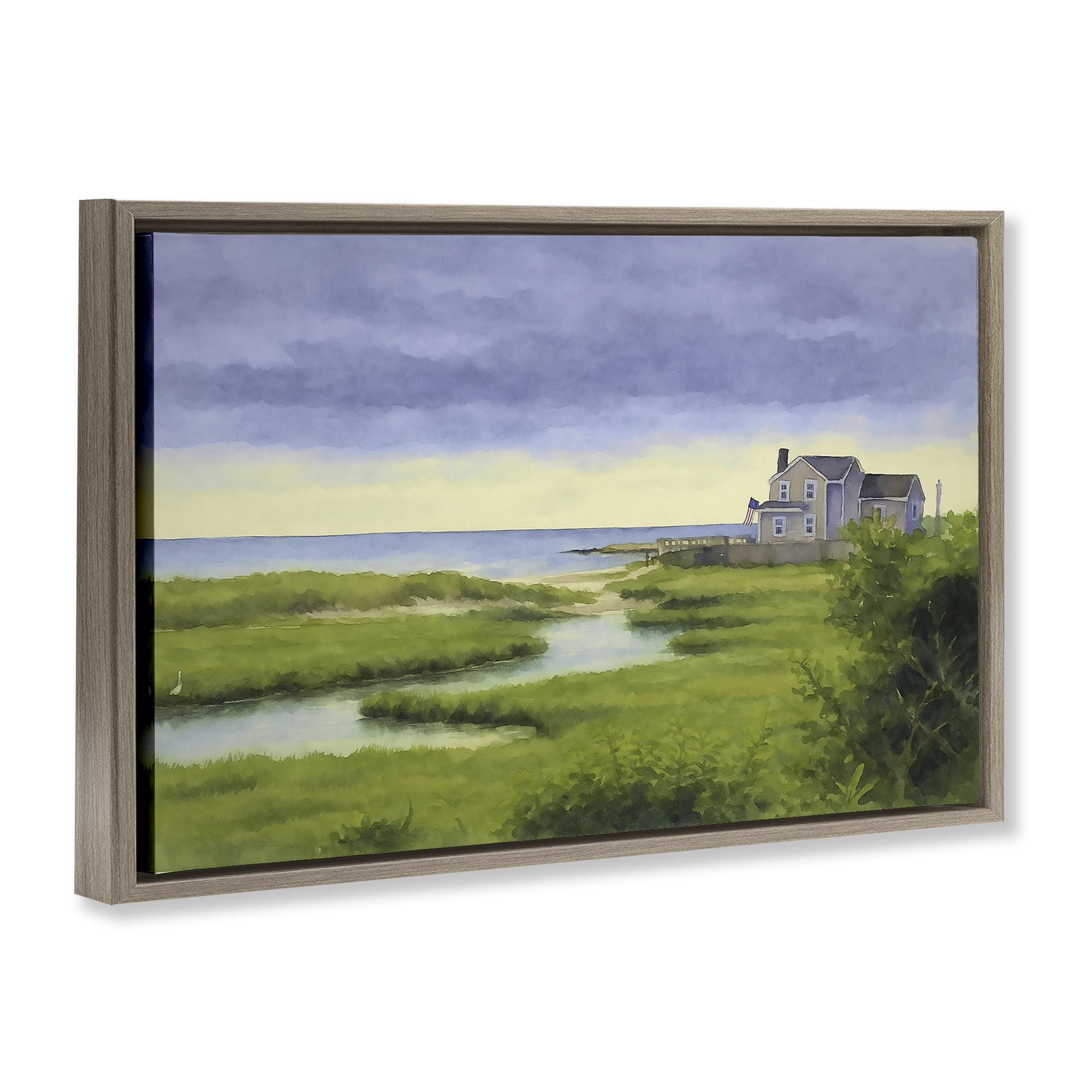 Stupell Industries Marshside Serenity on Cape Brown Framed Floater Canvas Wall Art, design by Grotto Studios