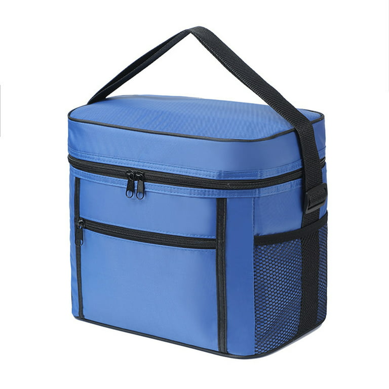 Choice Blue Small Insulated Nylon Cooler Bag with Brick Cold Pack (Holds 24  Cans)