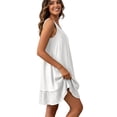 thumbnail image 4 of longantii White Graduation Dress Women Summer Casual Sleeveless Mini Sundress Lightweight Short Tunic Layered Tank Beach Dress Flowy Graduation Dress XXXL, 4 of 5