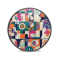 Yayeee Wall Clock Battery Operated 11.9" Silent Non-Ticking for Living Room, Orange Geometric