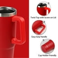thumbnail image 6 of AQUAPHILE Tumbler with Handle, 35oz Insulated Coffee Mug with Leak-proof Lid and Straw, Stainless Steel Travel Mug for Hot or Cold Drinks,Red, 6 of 6