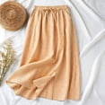 thumbnail image 4 of Kilaqueen Women's Cotton Linen Gingham Maxi Skirt with Drawstring Waist, Flowy A Line Long Skirt for Beach Vacation, Travel and Casual Summer Wear, 4 of 5