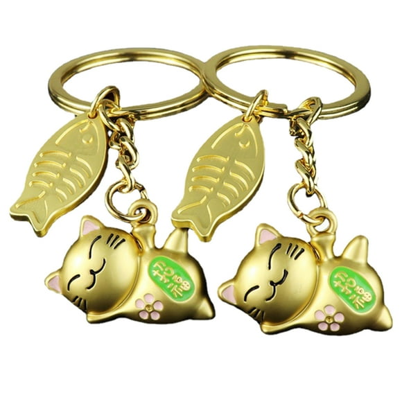 KAKOWELY 2 llaveros exquisitos de gato de la suerte, colgantes de llave de gato de la suerte, adornos para llaves