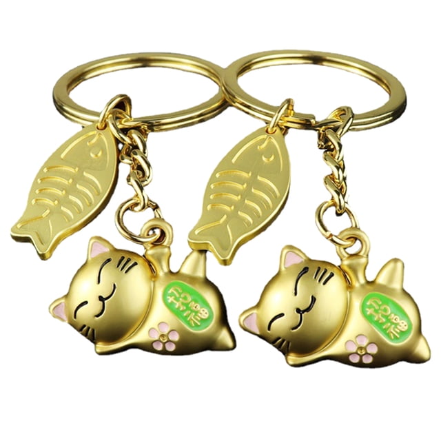 KAKOWELY 2 llaveros exquisitos de gato de la suerte, colgantes de llave de gato de la suerte, adornos para llaves