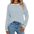 thumbnail image 2 of HLKJKLS Long Sleeve Shirts For Women Round Neck Long Sleeve Loose T Shirt Soft Polyester Autumn Winter Commute Blue S-3Xl, 2 of 5