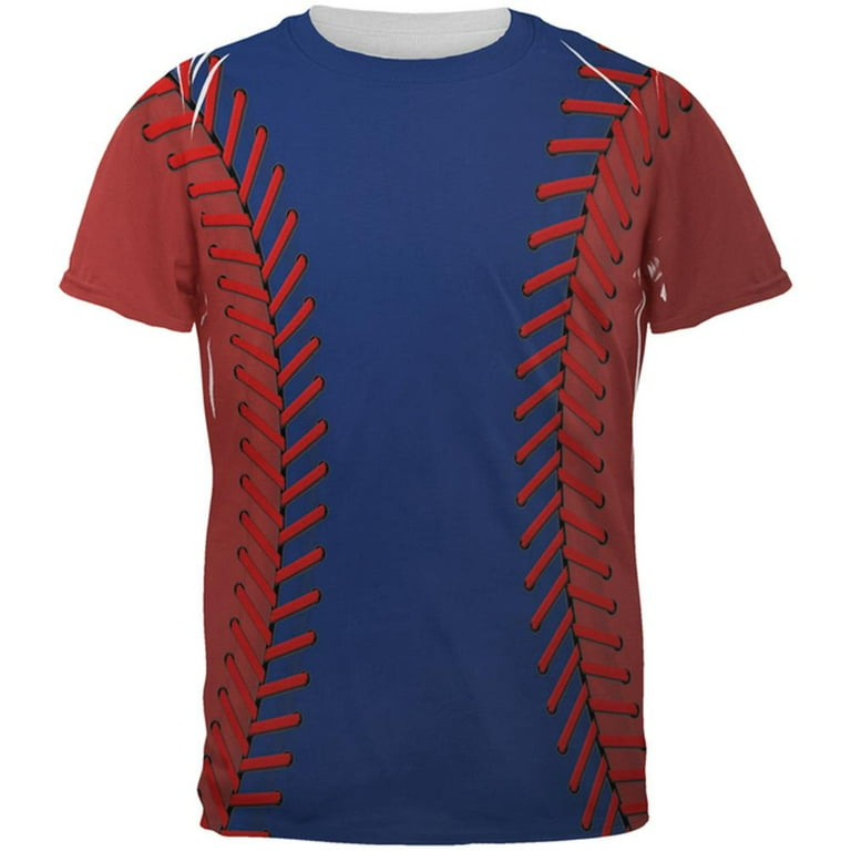 Baseball League Blue and Red All Over Mens T Shirt Multi MD