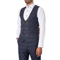 thumbnail image 2 of Marc Darcy Jenson Double Breasted Check Waistcoat, Blue, 2 of 9