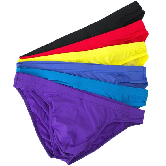 Whaninti Men's Ice Silk Bikini Underwear Dopamine Color Lightweight Low Rise Briefs 6-Pack M