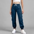 thumbnail image 7 of Endives Cargo Pants For Women Baggy Wide Leg Pant High Waisted Joggers Athletic Trousers Cuffed Pants With Pockets Blue, 7 of 7