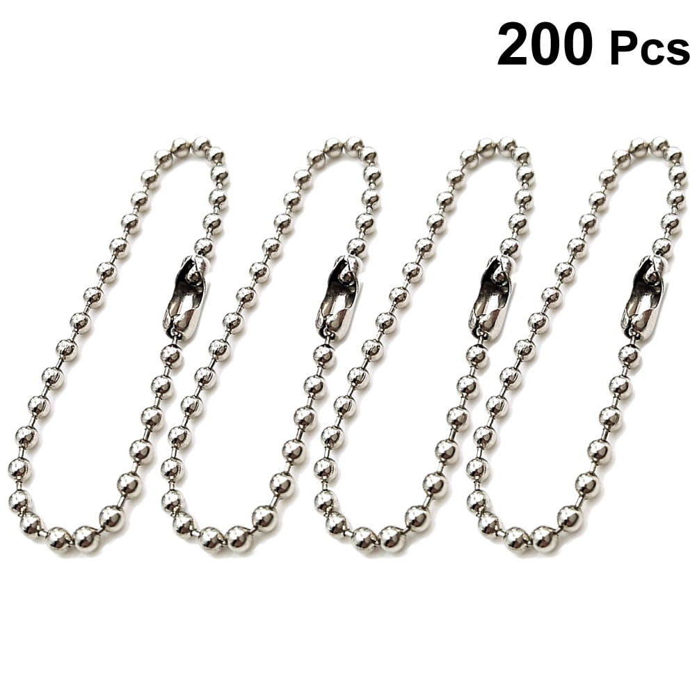 小物 silver925 key chain 200PC Long Bead Connector Clasp Ball Chain Keychain Tag Key Rings