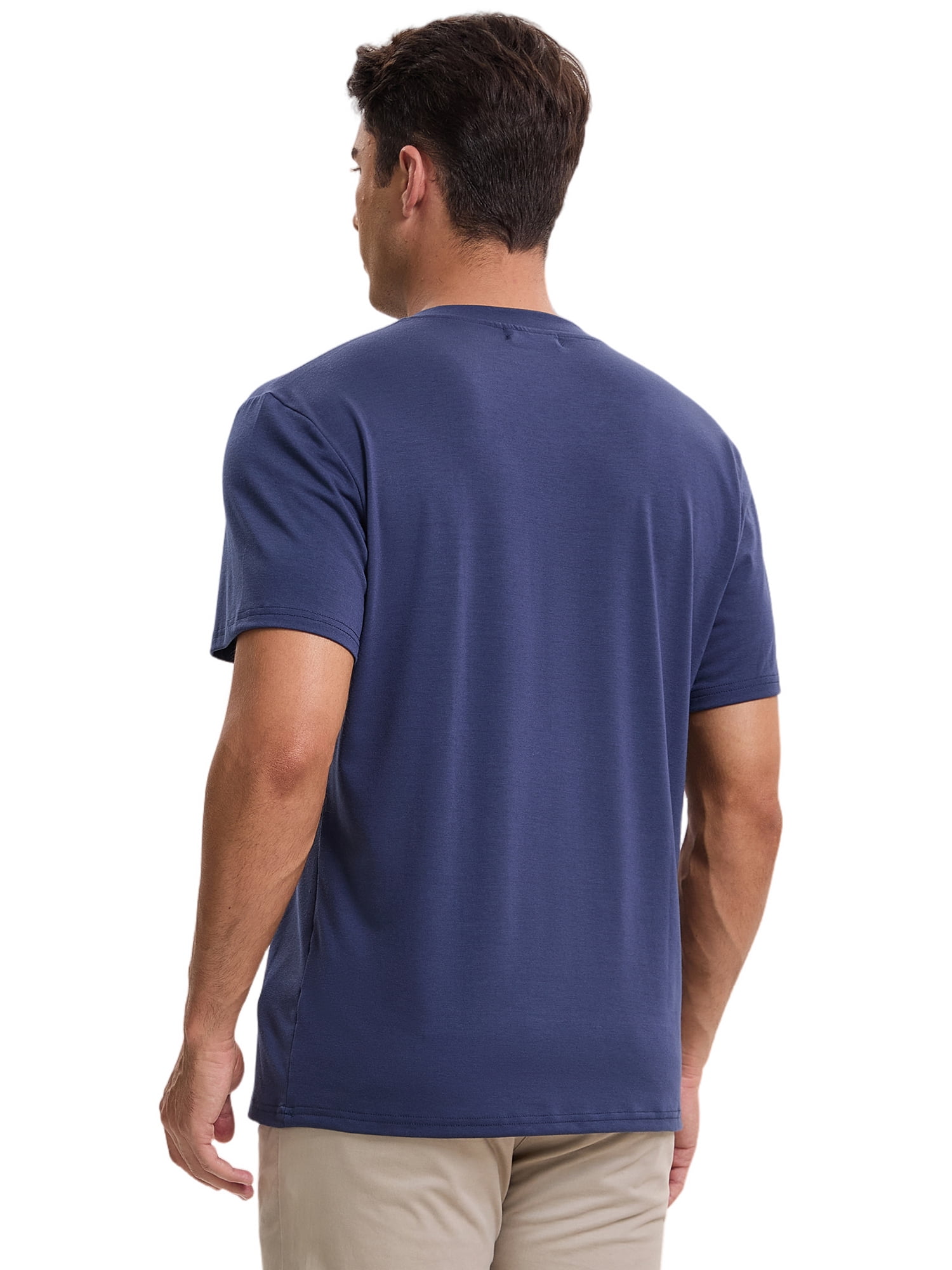 DARING DIVA Men's Casual Summer Short Sleeves Button Henley Basic Tee M Blue