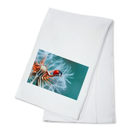 Ladybug on Dandelion - Up Close - Lantern Press Photography (100% Cotton Kitchen
