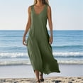 thumbnail image 3 of LLYWEY Casual Linen Dresses for Women Trendy Sleeveless V-Neck Long Maxi Sundress Boho Beach Vacation Summer Dresses, 3 of 7