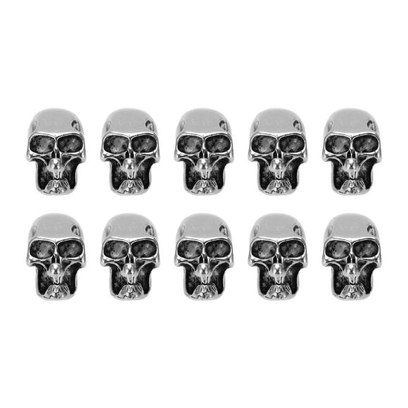 MAYUJIAA 10pcs Skull Head Charm Alloy DIY Making Skeleton Skull Pendants for Paracord KeychainDouble Hole HW313-9433