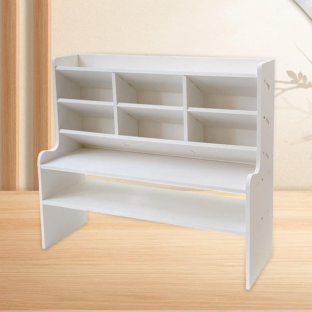 Organizador de escritorio, suministros de oficina, decoración de oficina multifuncional blanca, estante de escritorio, estante de almacenamiento para L