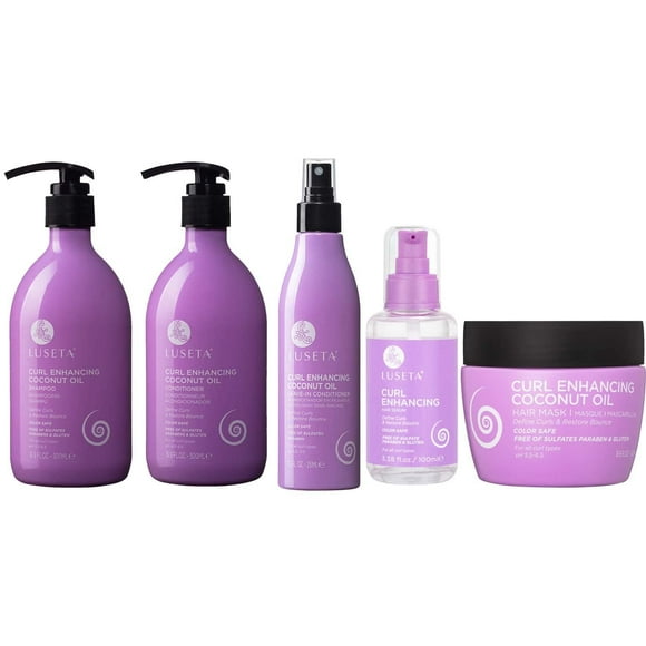 Luseta Shampooing et après-Shampooing pour Cheveux Bouclés & après-Shampooing Huile & après-Shampooing Sans Rinçage Anti-Frisottis, Lissant pour Cheveux Bouclés