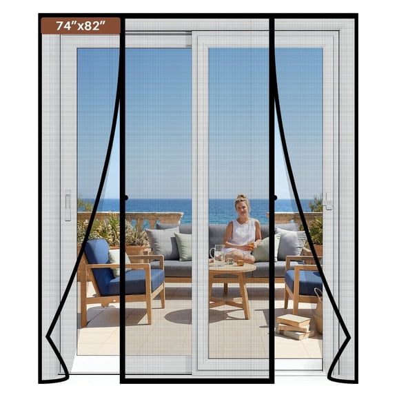 Magnetic Screen Door for Sliding Doors 72"x80", Screen Size 74"x81", Double-Sided Opening Screen Reinforced Mesh with Strong Magnets for French Front/Back Patio Doors