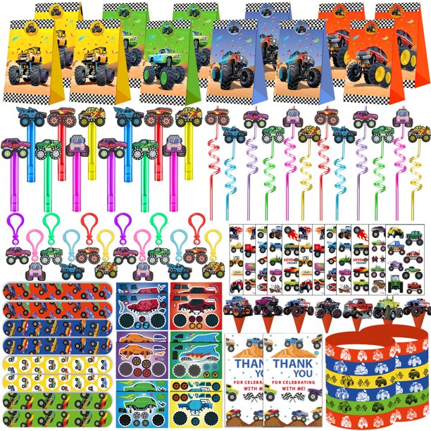 Set de obsequios de fiesta PLOUGVI 232 unidades para cumpleaños de Monster Truck