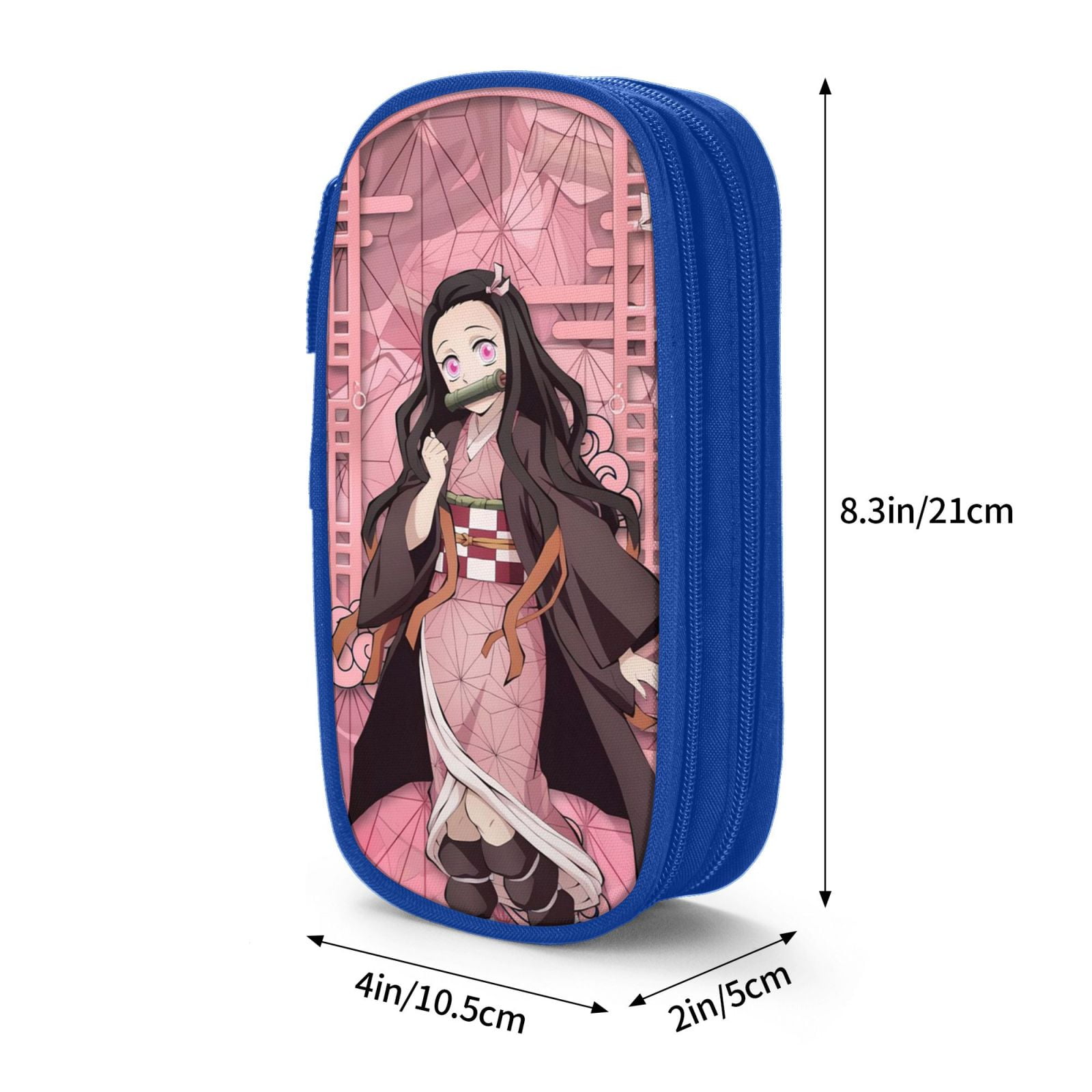 Kamado Nezuko Pencil Case Large Capacity Pencil Pouch Pen Bag Office Stationery Organizer Travel Makeup Bag Blue