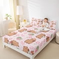thumbnail image 3 of Erosebridal Cute Capybara Queen Sheet Sets 4 Pieces For Teens,Cartoon Flowers Leaves Animal Bed Set For Kids Boy Girls,Microfiber Bedroom Decor, 3 of 5
