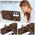 thumbnail image 5 of Phone Case for Samsung Galaxy S23 Plus S23+ 5G Wallet Cover with Tempered Glass Screen Protector Ring Stand Credit Card Holder Cell S23plus 23S + S 23 23+ SM-S916U 6.6 inch Women Girls Brown, 5 of 13