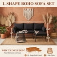 thumbnail image 5 of Bezseller 3-Piece Rattan Patio Sets with L-Shaped Sofa and Coffee Table, Black, 5 of 6