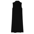 thumbnail image 4 of Women's Dress Cotton Linen V Neck Button Up Sleeveless Long Dress Beach Black L, 4 of 5