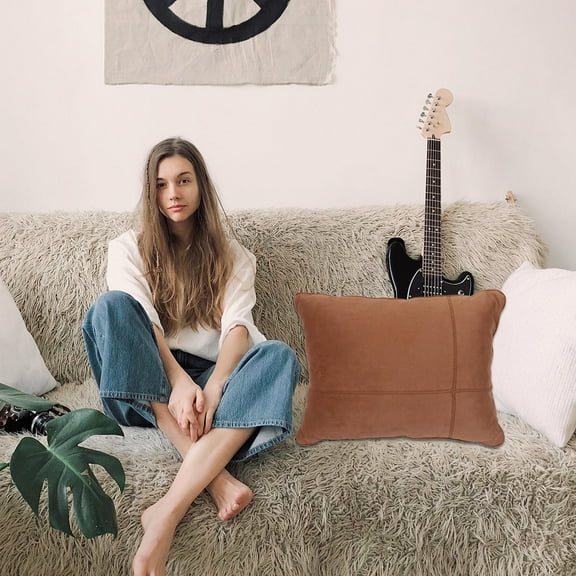 IBASETOY Automotive Seat Cushions Sofa Use Cushion Suede Fabric Brown 1Pcs