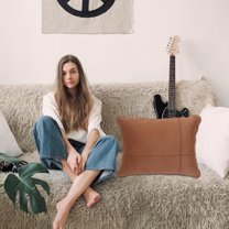 IBASETOY Automotive Seat Cushions Sofa Use Cushion Suede Fabric Brown 1Pcs