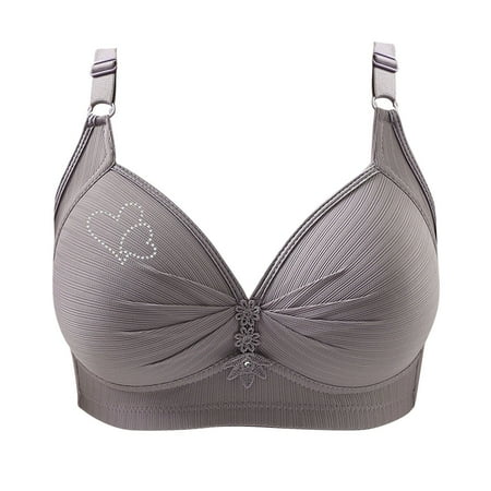 Ecqkame Bras for Women No Underwire Push Up Plus Size Daily Bra Solid Color Breathable Bras Sports Bras For Women 1PC-Gray XXXXL on Clearance