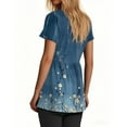 thumbnail image 3 of TQWQT Peplum Tops for Women V-Neck Short Sleeve Babydoll Tops Cute Floral Print Tees Blouses Fashion Tunic Top Beach Vacation Clothes Blue S, 3 of 5