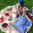 thumbnail image 3 of Beige Checkered Round Tablecloth 60 Inch - Waterproof Fabric Table Cloth Protector, Farmhouse White Buffalo Plaid Tablecloths Washable Table Cover for Kitchen Banquet Coffee Table Outdoor Party, 3 of 6