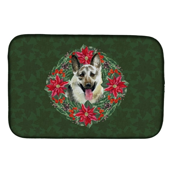 East-European Shepherd Poinsetta Wreath Dish Drying Mat