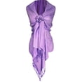 thumbnail image 3 of Double Layer Hues of Purple Jacquard Paisley Pashmina Feel Shawl, 3 of 10