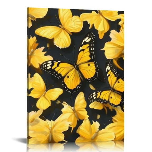 ZFLMY Butterflies Yellow Petals Art Modern Canvas Prints Print On Canvas Wall Decor for Home Living Room Bedroom Office 12x16/16x20 Inches 12x16in