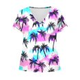thumbnail image 7 of Womens Summer Tops 2026 V Neck Short Sleeve Shirts Trendy Dressy Casual Hawaiia Floral Vacation Outfits Printed, 7 of 7
