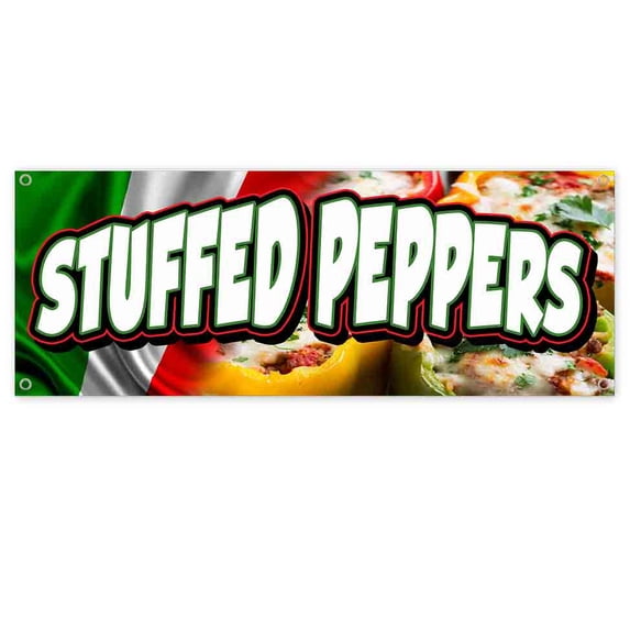 Stuffed Peppers 13 oz Banner | Non-Fabric | Heavy-Duty Vinyl Single-Sided With Metal Grommets