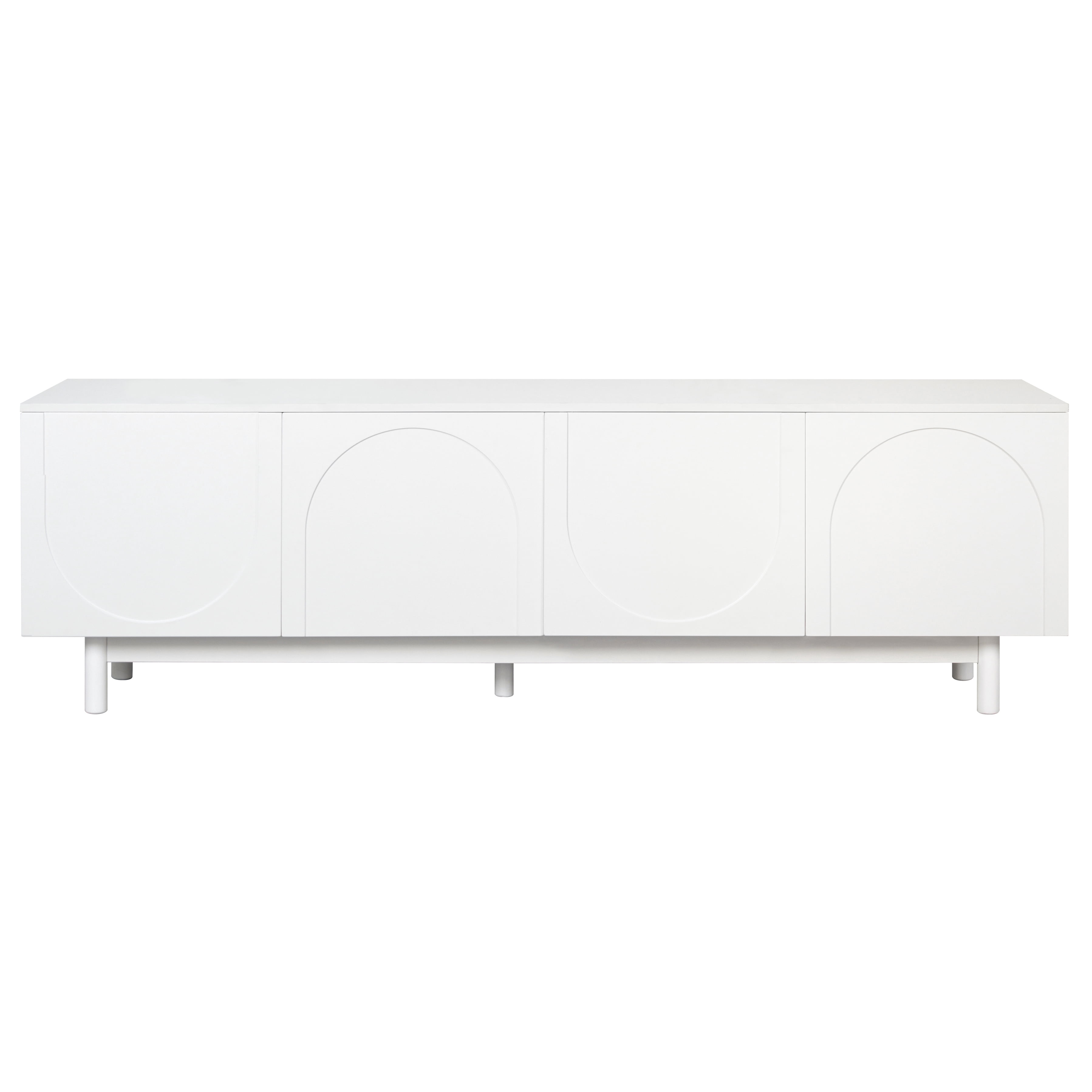 Euroco Modern Arched Door TV Stand with Adjustable Shelves and Cable Management – Media Console with Solid Wood Legs