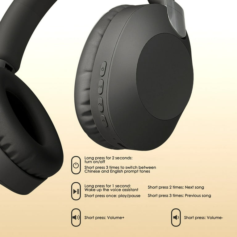 Andoer Wireless BT5.3 Headphones Over Ear Gaming Headset with Rotatable Microphone Call Center Headphone AUX IN Wired Earphone Foldable Soft Ear Cushions Walmart