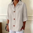 thumbnail image 2 of CUSTG Women Blouses Solid Color Relaxed Button Up Tops For With Casual Breathable Everyday Wear Lightweight Comfort Half Sleeve Lapel Versatile Female Summer Shirts, 2 of 4