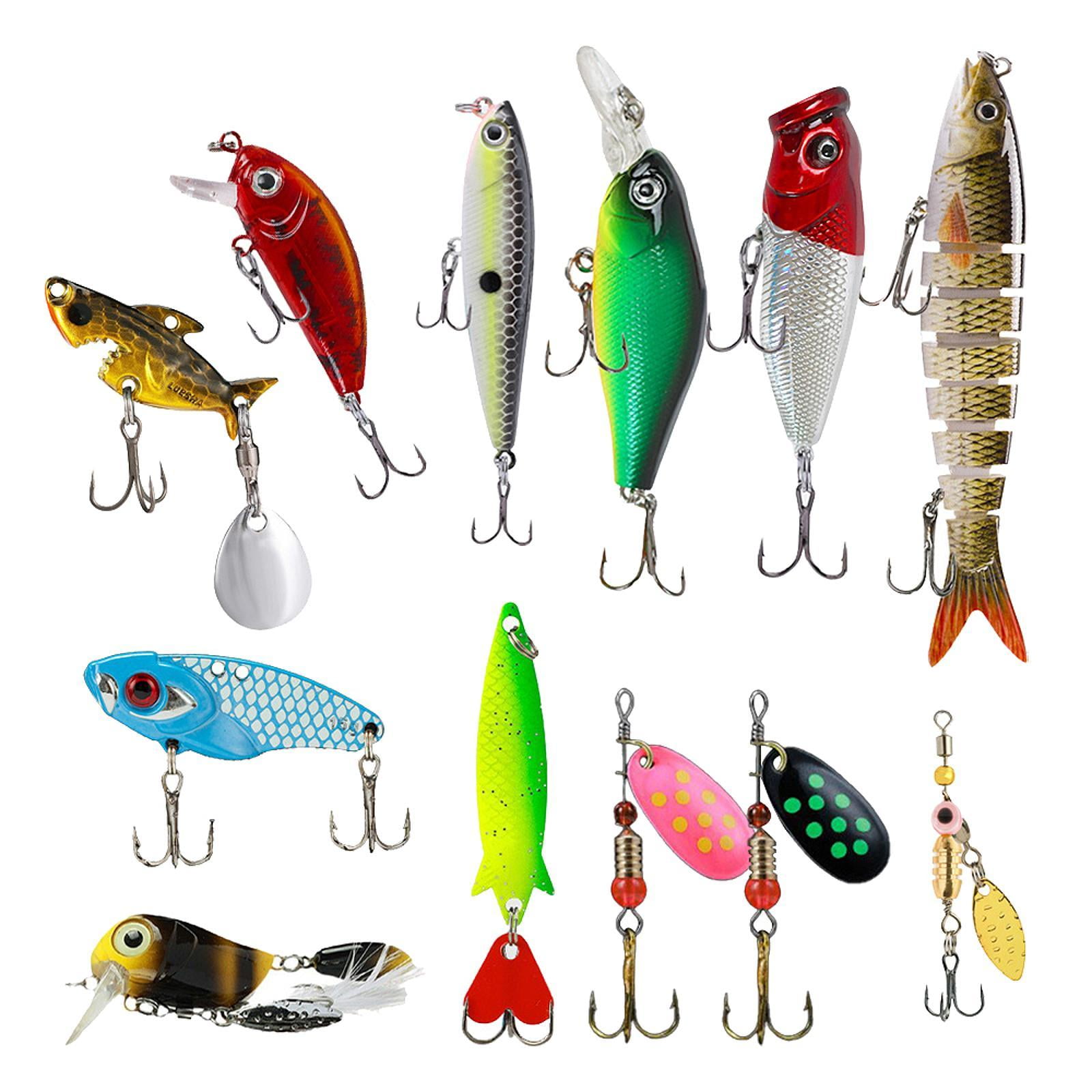 Wswqop 12x Fishing Lures, Hard Baits, for Saltwater Freshwater Fishing Tackle Simulated