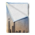 thumbnail image 2 of Landscape Soft Flannel Fleece Blanket, Shanghai Skyline at Sunrise with Historical Waibaidu Bridge China Scenic Morning, Cozy Plush for Indoor and Outdoor Use, 50" x 60", Blue Brown, by Ambesonne, 2 of 5