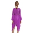 thumbnail image 2 of iiniim Kids Girls Asymmetrical Liturgical Praise Dance Sequins Worship Tunic Celebration of Spirit Dress Purple 10, 2 of 7