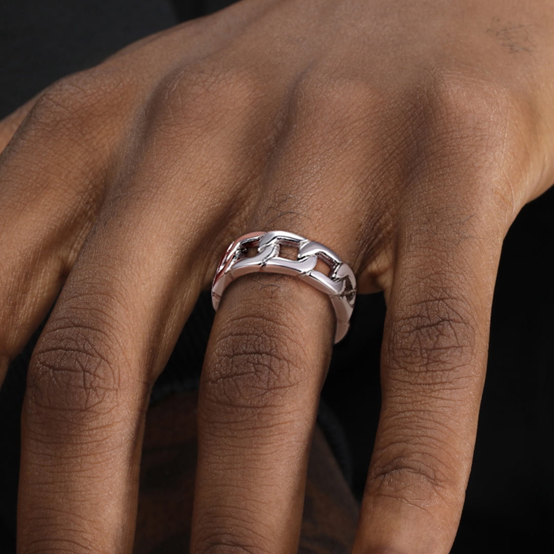 Fashion Frill Stylish Silver Ring For Men Chain Ring For Men Boys Trendy  Ring Men Jewellery