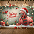 thumbnail image 6 of Festive Flamingo Merry Christmas Banner Decorative Design Indoor Decoration for Holiday Party Celebration Event, 6 of 9